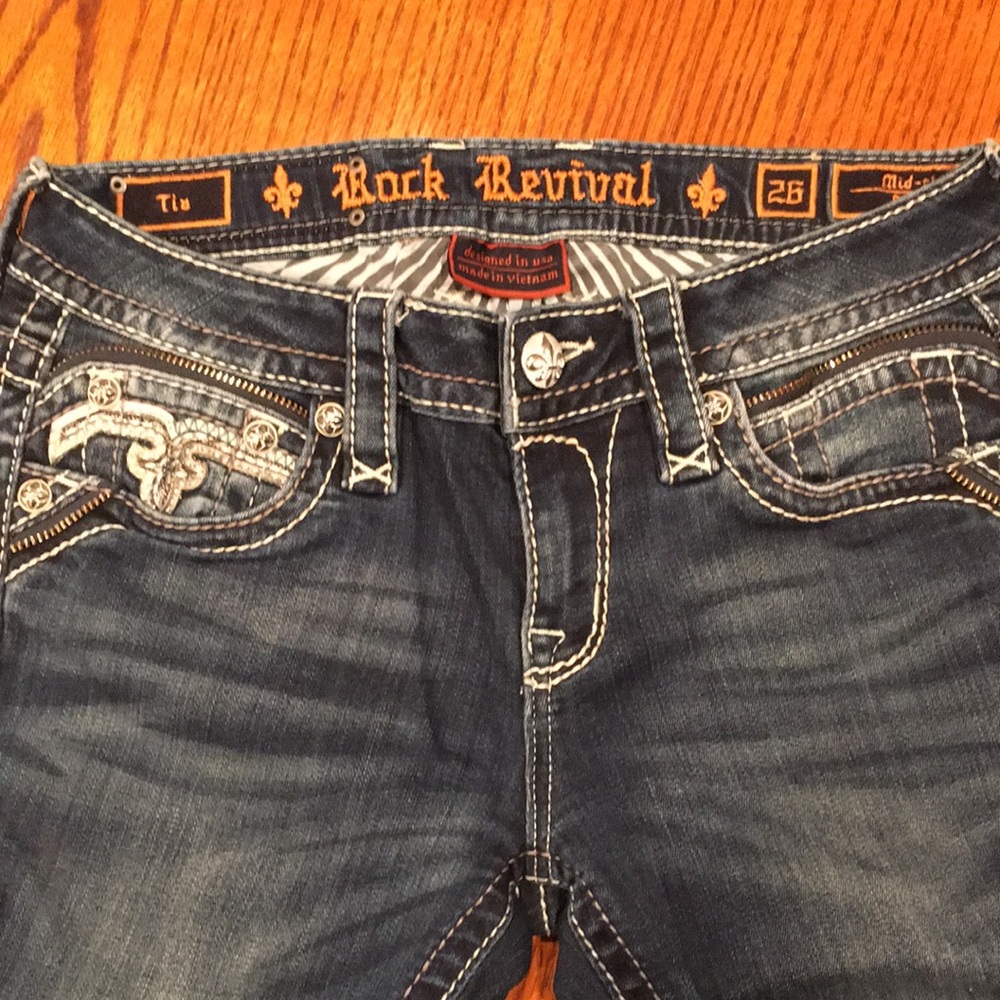 Rock Revival Jeans Tia MidRise Skinny Size 26 Gem